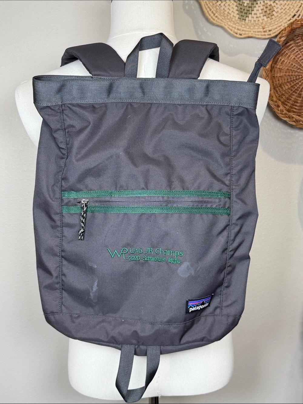 Patagonia STYLE 48021FA19 Daypack Backpack Gray & Green Logo